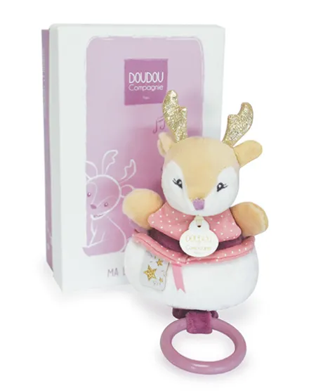 Peluche musicale renne beige - 20 cm