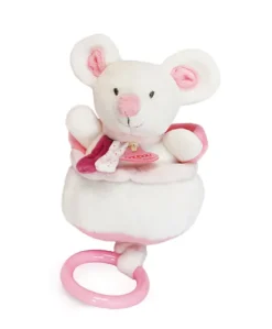 Peluche musicale Souris rose - 20 cm