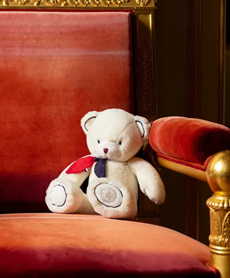 Peluche ours blanc fabriqué en France - L'Ours Élysée - 30 cm