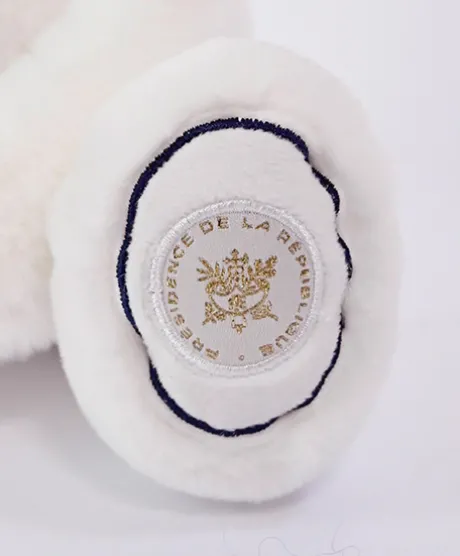 Peluche ours blanc fabriqué en France - L'Ours Élysée - 30 cm