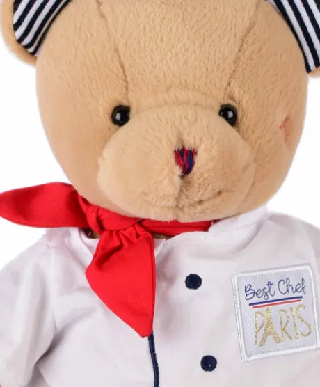 Peluche Ours Chef avec toque de Cuisinier- 28 cm