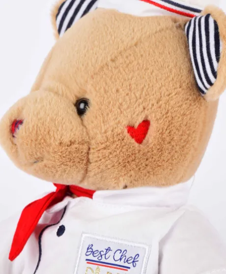 Peluche Ours Chef avec toque de Cuisinier- 28 cm