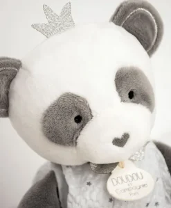 Peluche Panda gris avec doudou- Attrape-rêves - 28 cm