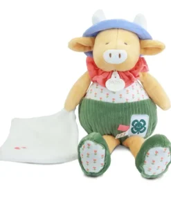 Peluche vache verte Aneth avec doudou - 28 cm