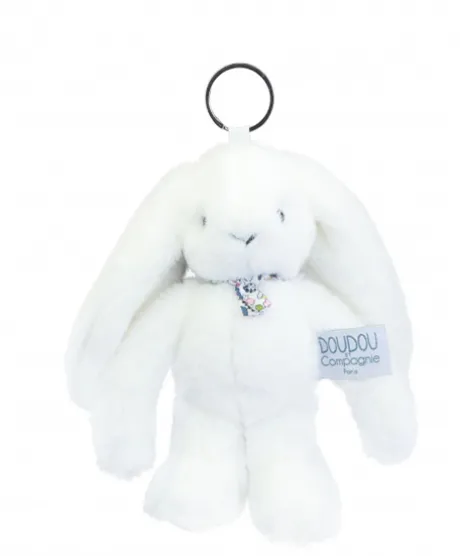 Porte clé en peluche Lapin Blanc- 18 cm - Lapin Fleurette