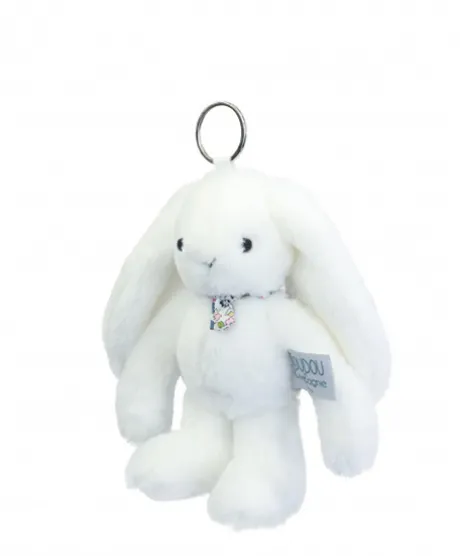 Porte clé en peluche Lapin Blanc- 18 cm - Lapin Fleurette