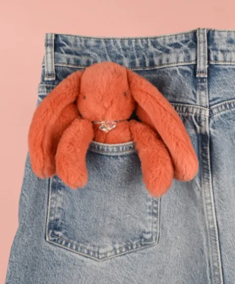 Porte clé en peluche Lapin Orange - 18 cm - Lapin Fleurette