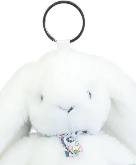 Porte clé en peluche Lapin Blanc- 18 cm - Lapin Fleurette