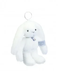 Porte clé en peluche Lapin Blanc- 18 cm - Lapin Fleurette