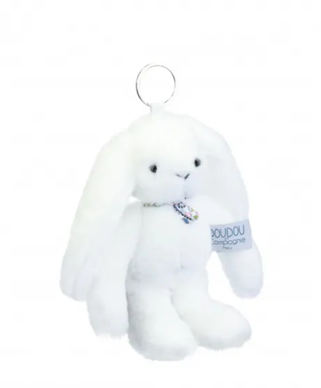 Porte clé en peluche Lapin Blanc- 18 cm - Lapin Fleurette