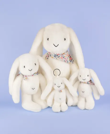 Porte clé en peluche Lapin Blanc- 18 cm - Lapin Fleurette