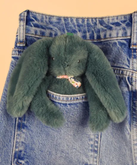 Porte clé en peluche Lapin Vert - 18 cm - Lapin Fleurette