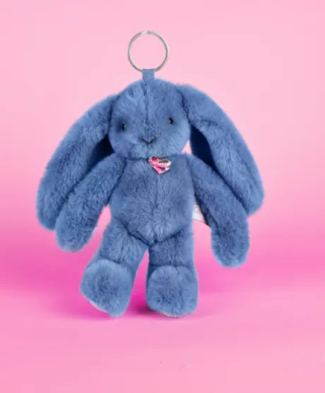 Porte clé en peluche Lapin Bleu- 18 cm - Lapin Fleurette
