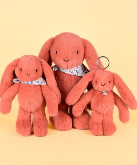 Porte clé en peluche Lapin Orange - 18 cm - Lapin Fleurette