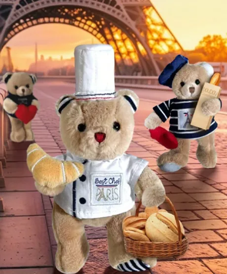 Porte clé Ours cuistot chef - 15 cm
