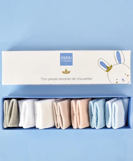 Semainier de chaussettes bébé - Cadeau naissance bébé garçon - 0/6 mois