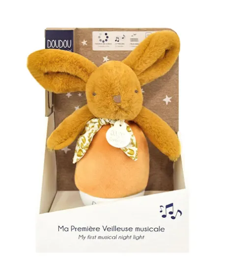Veilleuse bebe musicale Culbuto jaune - 16 cm