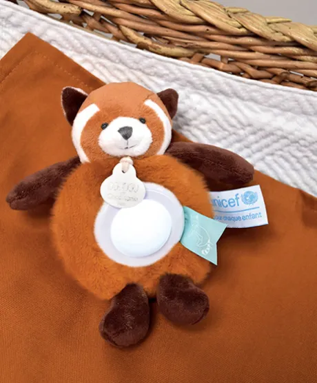Veilleuse peluche panda roux - 15 cm - Unicef